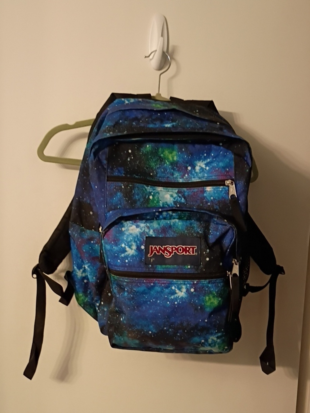 Jansport Galaxy Print Backpack in Blue and Green Includes A Laptop Section